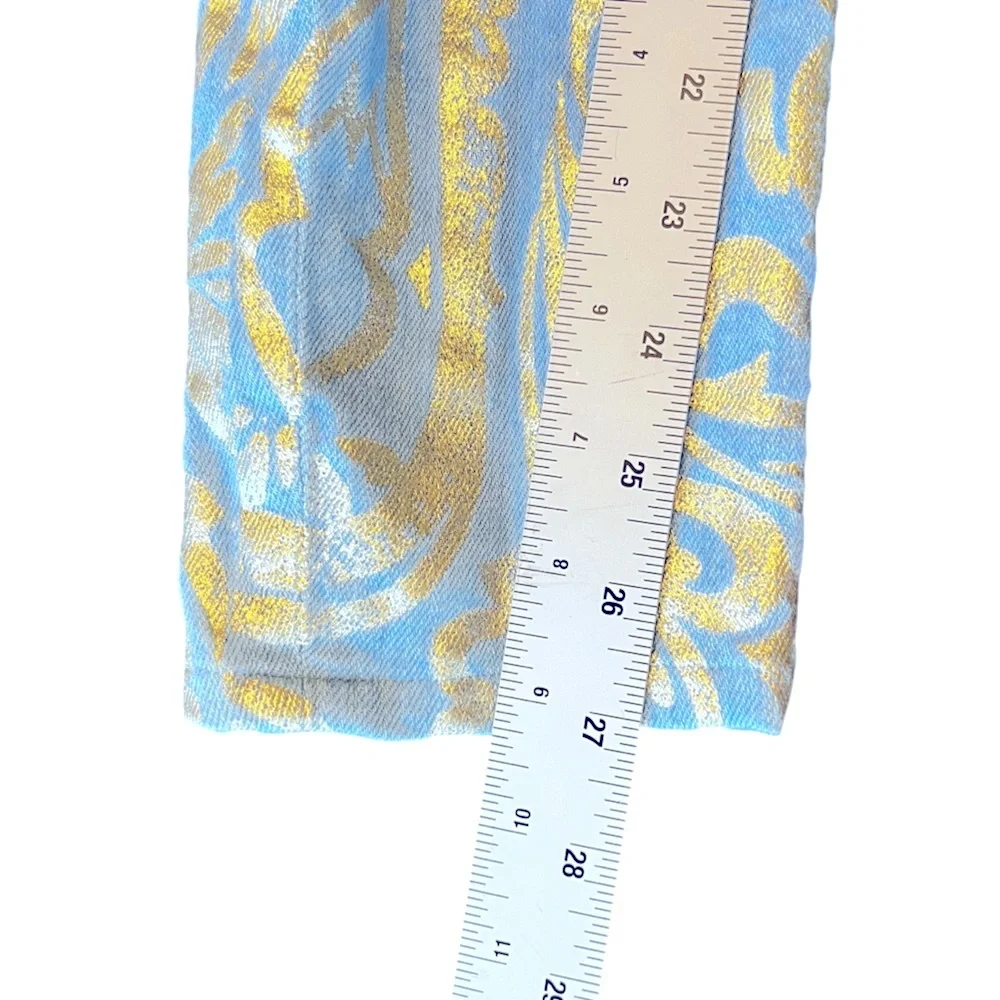 Mother The Looker Gold Rush Baby Gold Stencil  Light Blue Jean Women’s size 26 - Picture 14 of 15